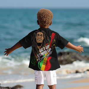 Legend Bob Get Up Stand Up Kid Hawaiian Shirt Black Jamaican Reggae Multicolored