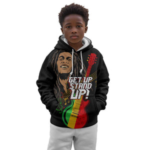 Legend Bob Get Up Stand Up Kid Hoodie Black Jamaican Reggae Multicolored