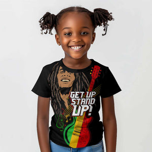 Legend Bob Get Up Stand Up Kid T shirt Black Jamaican Reggae Multicolored