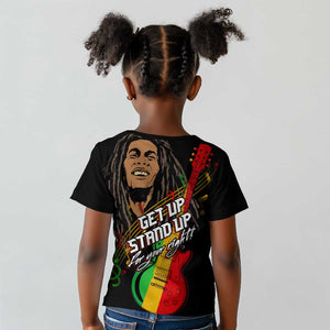 Legend Bob Get Up Stand Up Kid T shirt Black Jamaican Reggae Multicolored