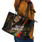 Legend Bob Get Up Stand Up Leather Tote Bag Black Jamaican Reggae Multicolored