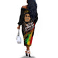 Legend Bob Get Up Stand Up Off The Shoulder Long Sleeve Dress Black Jamaican Reggae Multicolored