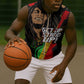 Legend Bob Get Up Stand Up Sleeveless Zip Hoodie Black Jamaican Reggae Multicolored - African Pride