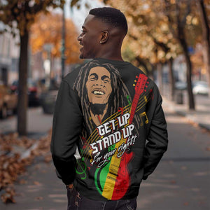 Legend Bob Get Up Stand Up Sweatshirt Black Jamaican Reggae Multicolored