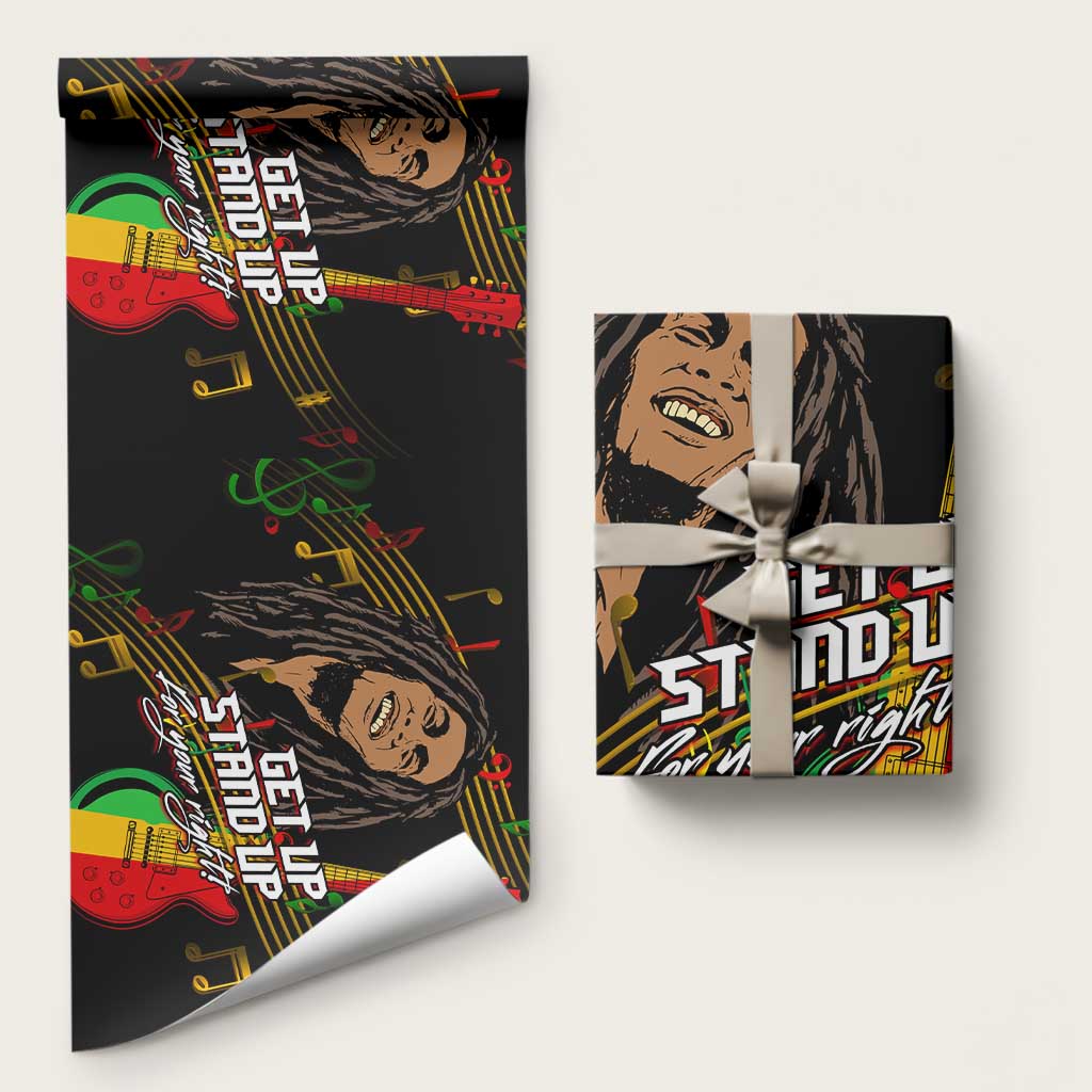 Legend Bob Get Up Stand Up Wrapping Paper Black Jamaican Reggae ...