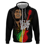 Legend Bob Get Up Stand Up Zip Hoodie Black Jamaican Reggae Multicolored