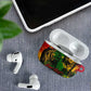 Personalized Rastafarian Lion Legend Bob AirPods Case Black Jamaican Reggae Sketch Portrait