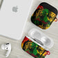 Personalized Rastafarian Lion Legend Bob AirPods Case Black Jamaican Reggae Sketch Portrait