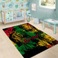Rastafarian Lion Legend Bob Area Rug Black Jamaican Reggae Festival Sketch Portrait