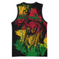 Rastafarian Lion Legend Bob Basketball Jersey Black Jamaican Reggae Festival Sketch Portrait - African Pride