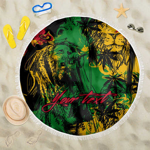 Rastafarian Lion Legend Bob Beach Blanket Black Jamaican Reggae Festival Sketch Portrait