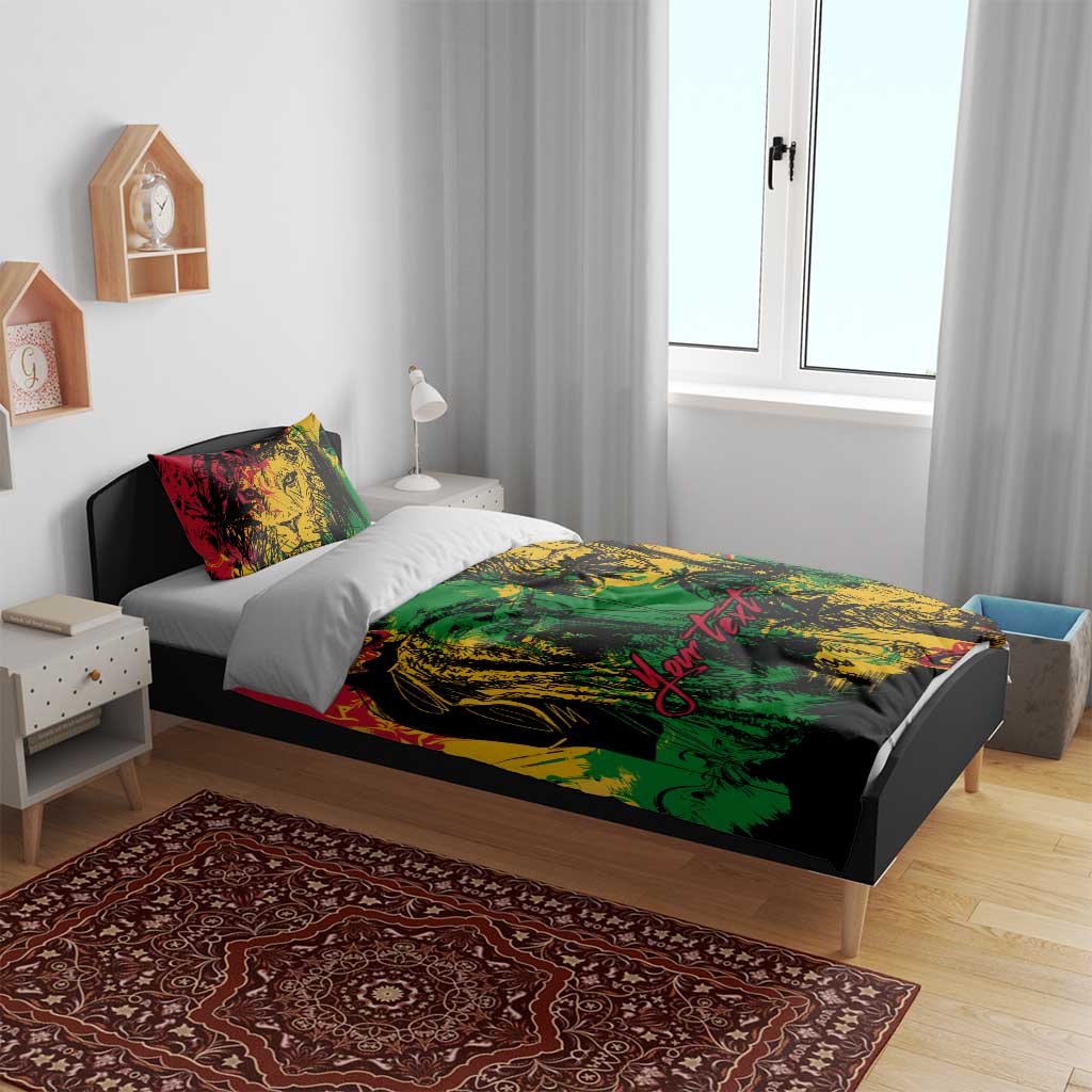 Rastafarian Lion Legend Bob Bedding Set Black Jamaican Reggae Festival Sketch Portrait