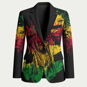 Personalized Rastafarian Lion Legend Bob Blazer Black Jamaican Reggae Sketch Portrait