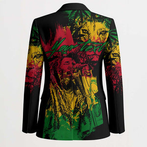 Personalized Rastafarian Lion Legend Bob Blazer Black Jamaican Reggae Sketch Portrait