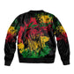 Rastafarian Lion Legend Bob Bomber Jacket Black Jamaican Reggae Festival Sketch Portrait