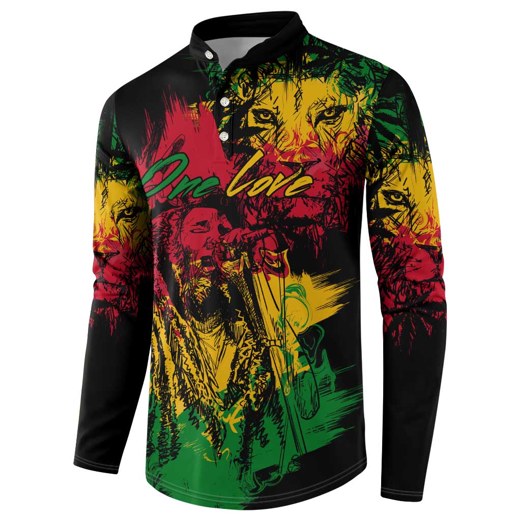 Personalized Rastafarian Lion Legend Bob Button Sweatshirt Black Jamaican Reggae Sketch Portrait