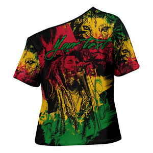 Personalized Rastafarian Lion Legend Bob Cross Shoulder Shirt Black Jamaican Reggae Sketch Portrait