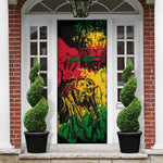 Personalized Rastafarian Lion Legend Bob Door Cover Black Jamaican Reggae Sketch Portrait