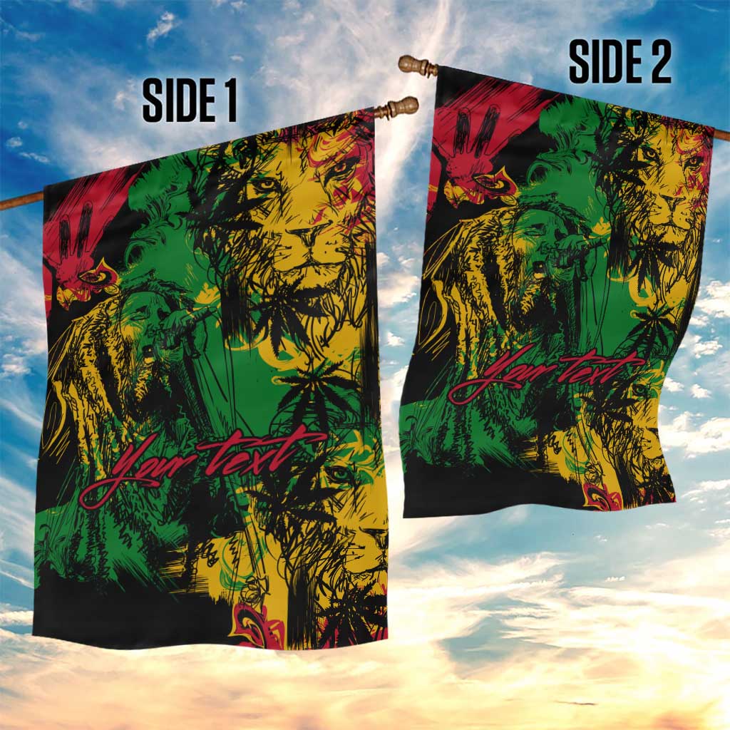 Rastafarian Lion Legend Bob Garden Flag Black Jamaican Reggae Festival Sketch Portrait