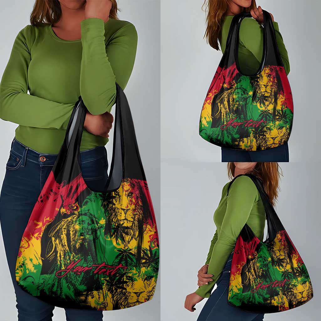 Rastafarian Lion Legend Bob Grocery Bag Black Jamaican Reggae Festival Sketch Portrait