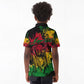Rastafarian Lion Legend Bob Kid Polo Shirt Black Jamaican Reggae Festival Sketch Portrait