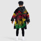 Rastafarian Lion Legend Bob Kid Wearable Blanket Hoodie Black Jamaican Reggae Festival Sketch Portrait