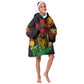 Rastafarian Lion Legend Bob Kid Wearable Blanket Hoodie Black Jamaican Reggae Festival Sketch Portrait