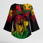 Personalized Rastafarian Lion Legend Bob Kimono Sleeve Blouse Black Jamaican Reggae Sketch Portrait