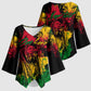 Personalized Rastafarian Lion Legend Bob Kimono Sleeve Blouse Black Jamaican Reggae Sketch Portrait