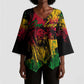 Personalized Rastafarian Lion Legend Bob Kimono Sleeve Blouse Black Jamaican Reggae Sketch Portrait