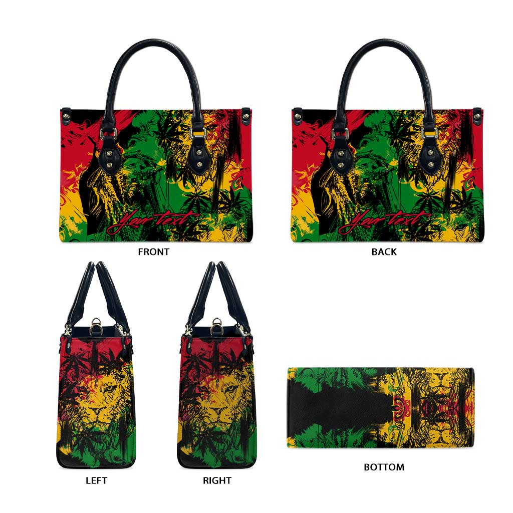 Personalized Rastafarian Lion Legend Bob Leather Bag Black Jamaican Reggae Sketch Portrait