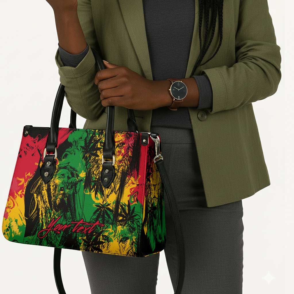 Personalized Rastafarian Lion Legend Bob Leather Bag Black Jamaican Reggae Sketch Portrait