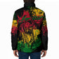 Personalized Rastafarian Lion Legend Bob Padded Jacket Black Jamaican Reggae Sketch Portrait