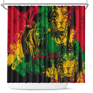 Rastafarian Lion Legend Bob Shower Curtain Black Jamaican Reggae Festival Sketch Portrait