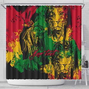 Rastafarian Lion Legend Bob Shower Curtain Black Jamaican Reggae Festival Sketch Portrait