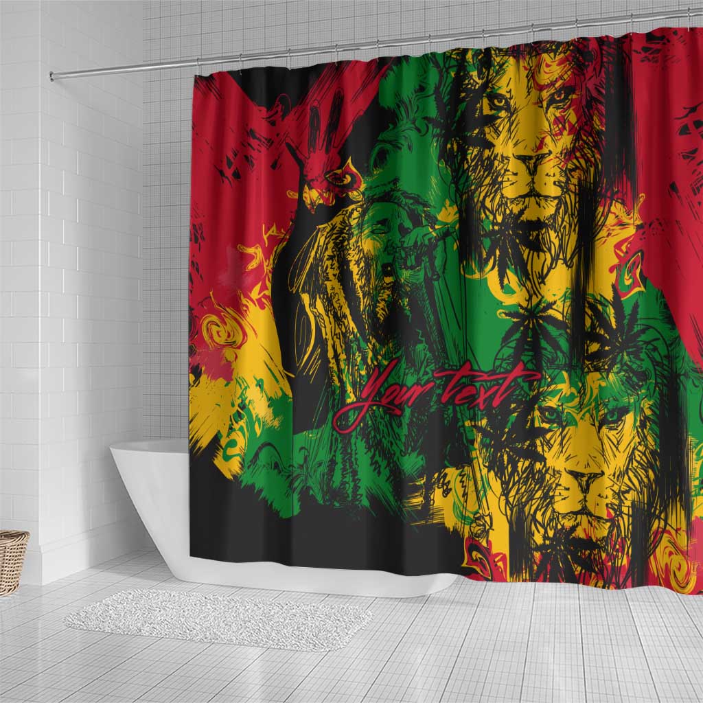 Rastafarian Lion Legend Bob Shower Curtain Black Jamaican Reggae Festival Sketch Portrait