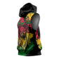 Rastafarian Lion Legend Bob Sleeveless Hoodie Black Jamaican Reggae Festival Sketch Portrait - African Pride