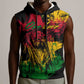 Rastafarian Lion Legend Bob Sleeveless Hoodie Black Jamaican Reggae Festival Sketch Portrait - African Pride