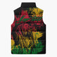 Personalized Rastafarian Lion Legend Bob Sleeveless Puffer Jacket Black Jamaican Reggae Sketch Portrait