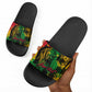 Personalized Rastafarian Lion Legend Bob Slide Sandals Black Jamaican Reggae Sketch Portrait