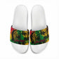 Personalized Rastafarian Lion Legend Bob Slide Sandals Black Jamaican Reggae Sketch Portrait