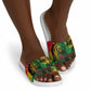 Personalized Rastafarian Lion Legend Bob Slide Sandals Black Jamaican Reggae Sketch Portrait