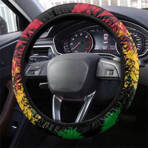 Rastafarian Lion Legend Bob Steering Wheel Cover Black Jamaican Reggae Festival Sketch Portrait