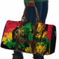 Personalized Rastafarian Lion Legend Bob Travel Bag Black Jamaican Reggae Sketch Portrait