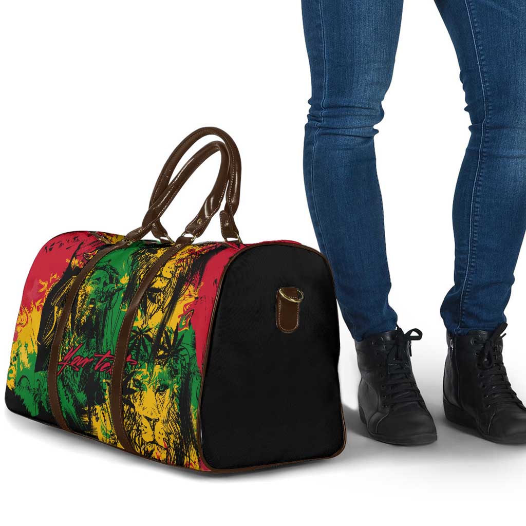 Personalized Rastafarian Lion Legend Bob Travel Bag Black Jamaican Reggae Sketch Portrait