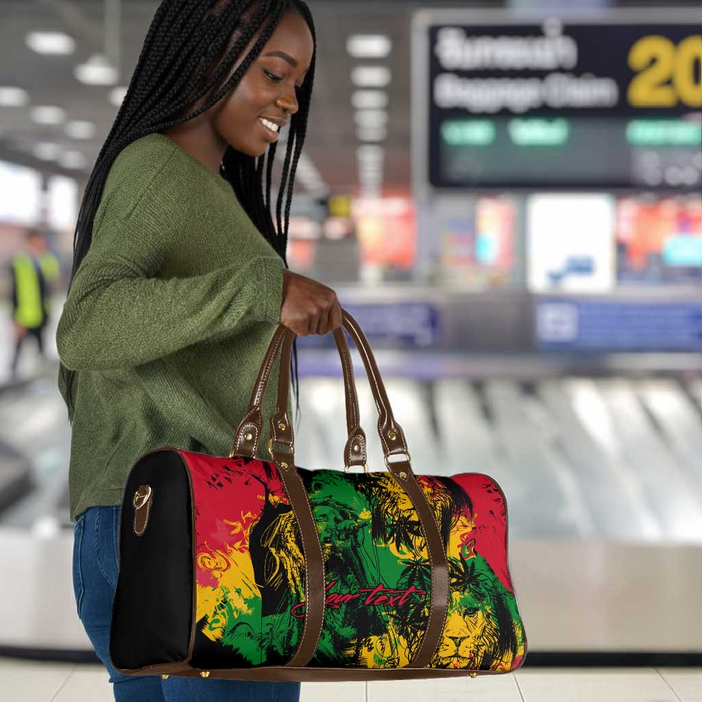 Personalized Rastafarian Lion Legend Bob Travel Bag Black Jamaican Reggae Sketch Portrait