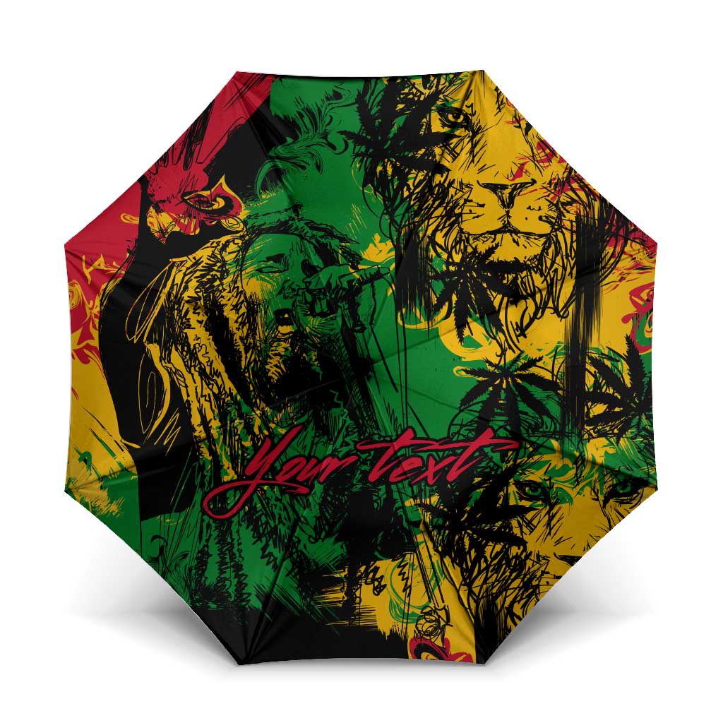Personalized Rastafarian Lion Legend Bob Umbrella Black Jamaican Reggae Sketch Portrait