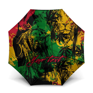 Personalized Rastafarian Lion Legend Bob Umbrella Black Jamaican Reggae Sketch Portrait