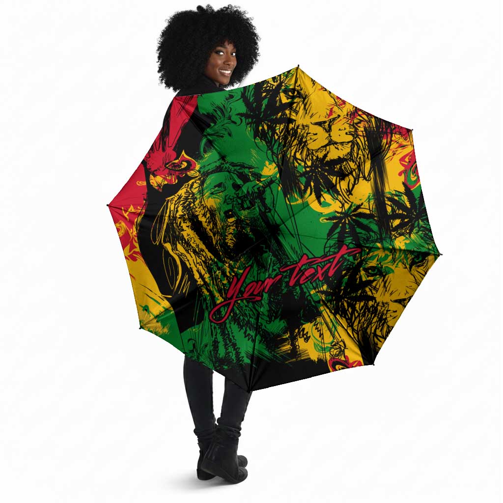 Personalized Rastafarian Lion Legend Bob Umbrella Black Jamaican Reggae Sketch Portrait