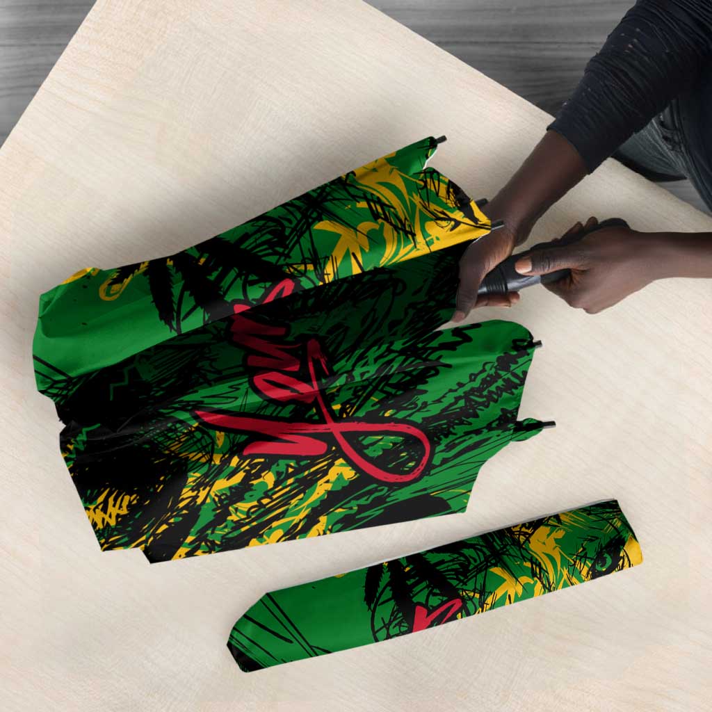 Personalized Rastafarian Lion Legend Bob Umbrella Black Jamaican Reggae Sketch Portrait